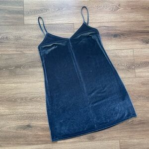 Hollister Spaghetti Strap Velvet Slip Dress Blue Medium